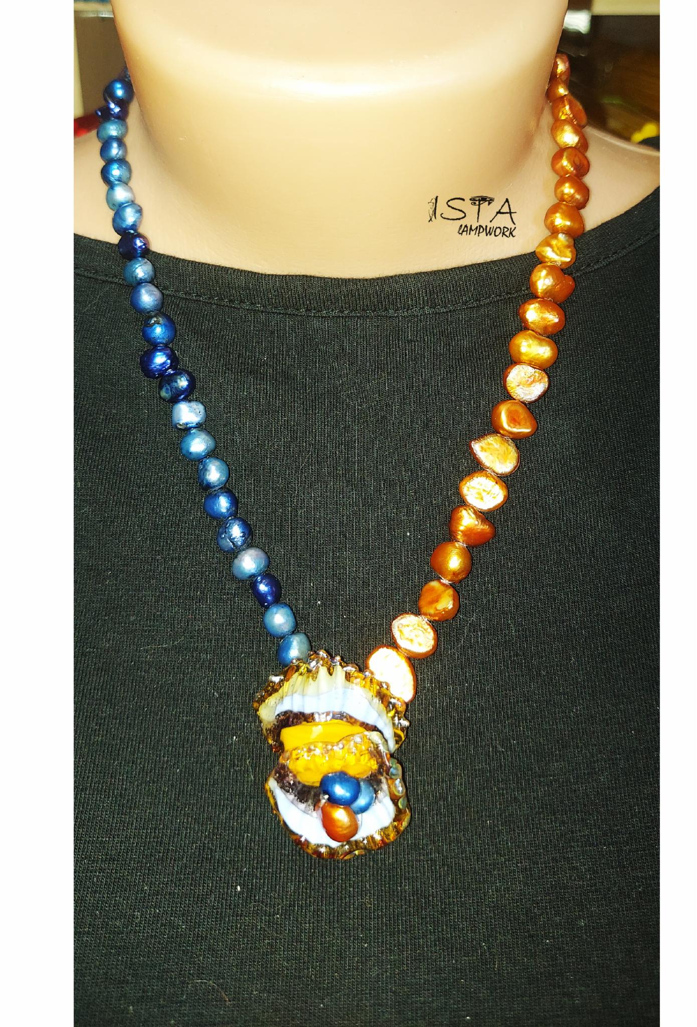 Бусы из цветного жемчуга ISTA Lampwork NN17 бензин 45 см
