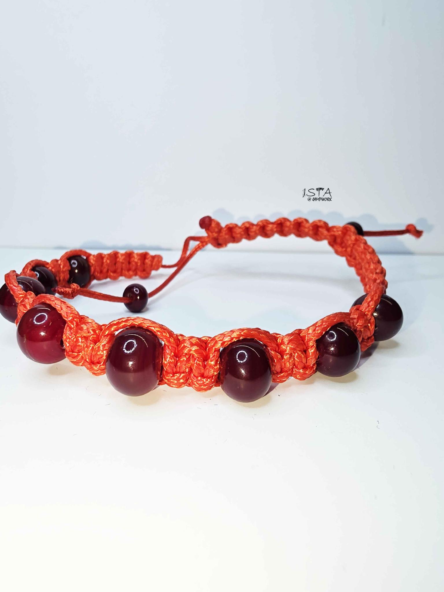 Браслет шамбала Червоний ISTA Lampwork Sh 4