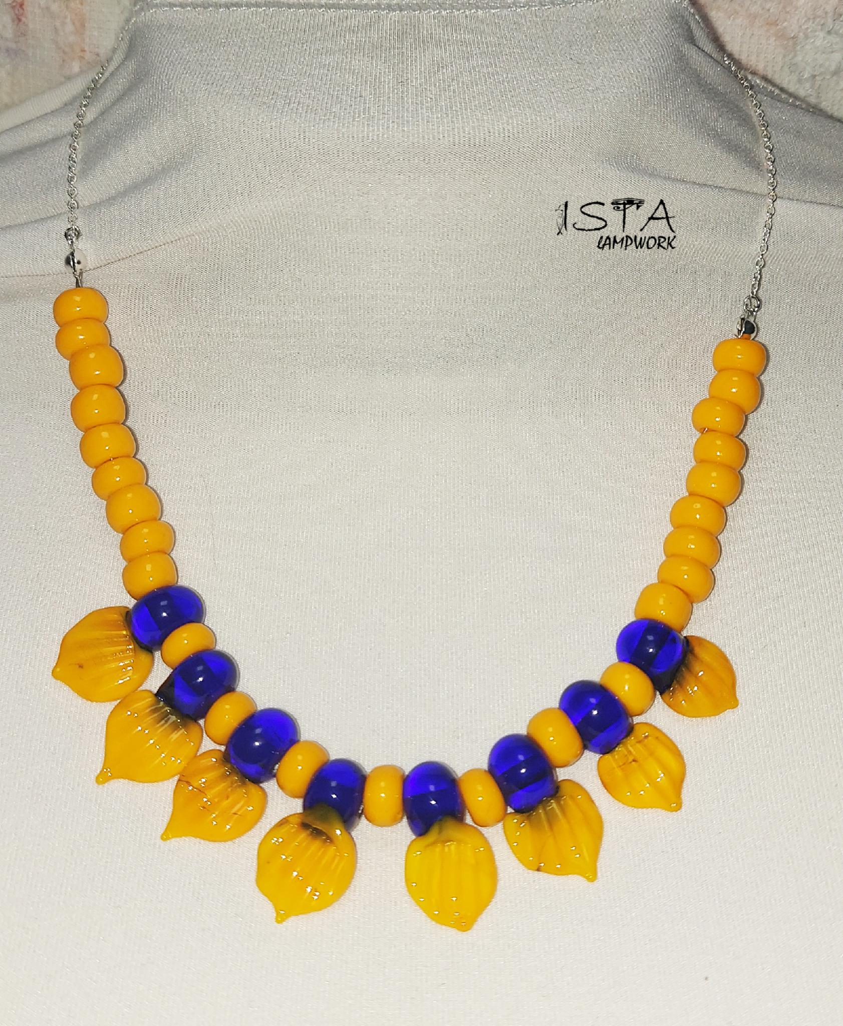 Бусы стекла ручной работы ISTA Lampwork N 226 Подсолнух 46 см